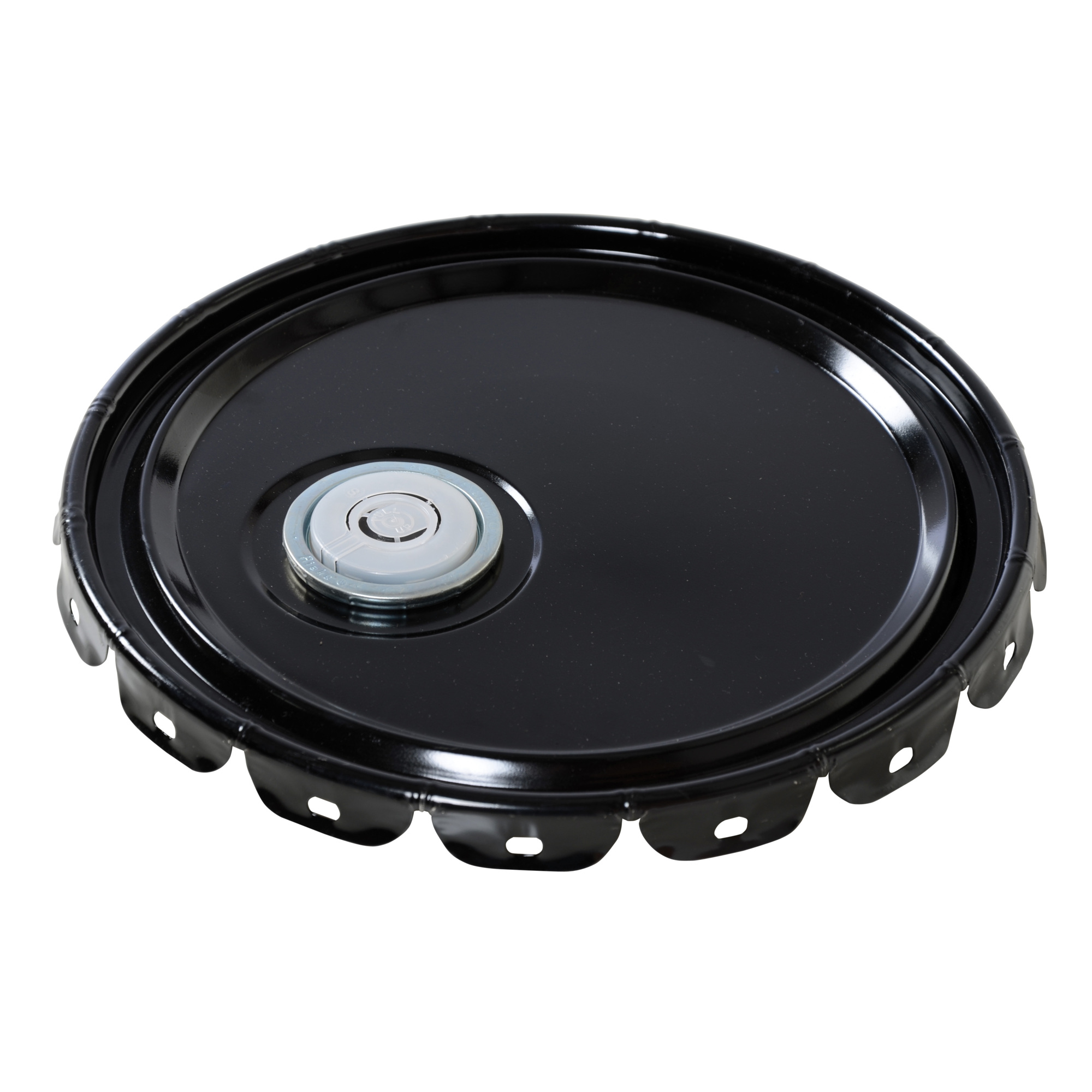 Vestil Steel Spout Top Lid - Fits 5 Gal. Steel Buckets, Black, UN Rated, Model# LID-STL-S-UN